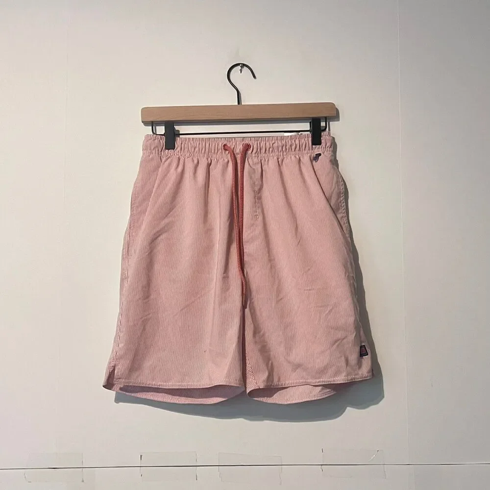Cova Mens Swim Trunks Size M Light Pink Striped Stretch Board Shorts Lined
